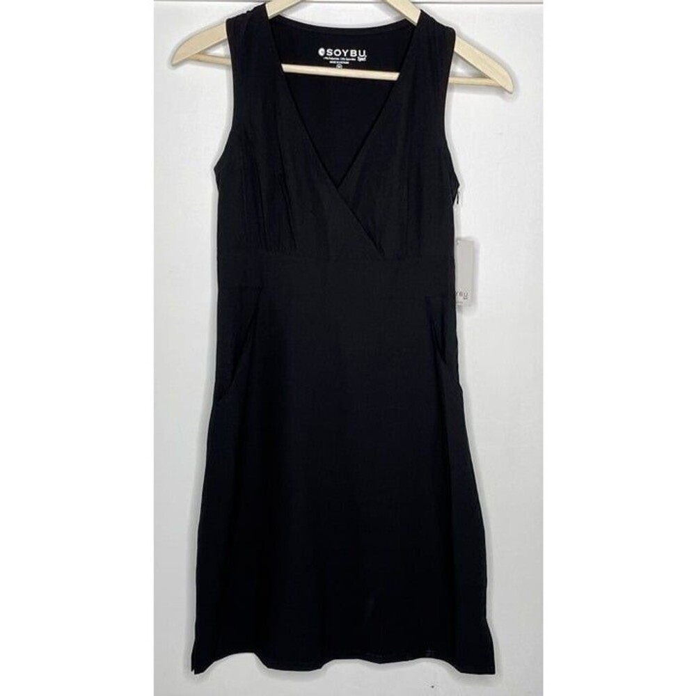 Soybu Sport Womens Dress Size XS Black Casual Sleeveless Athletic w/Pockets-NEW